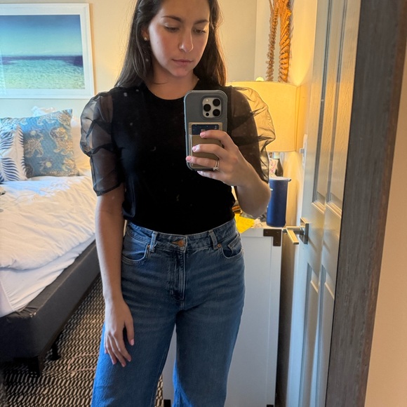 Hyacinth House Black Sheer Sleeve Top - Picture 5 of 5